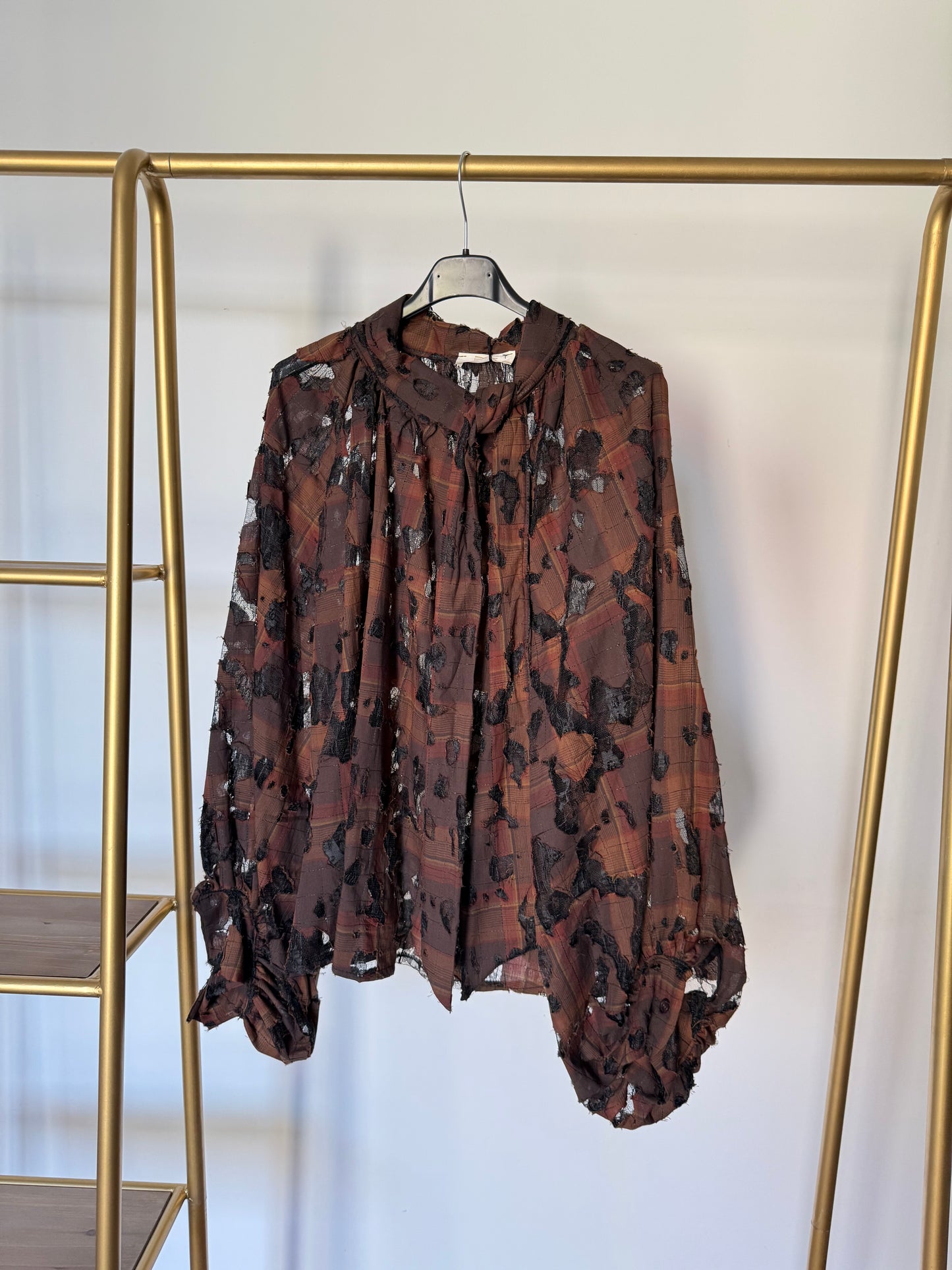 Bluse Karo-Spitze