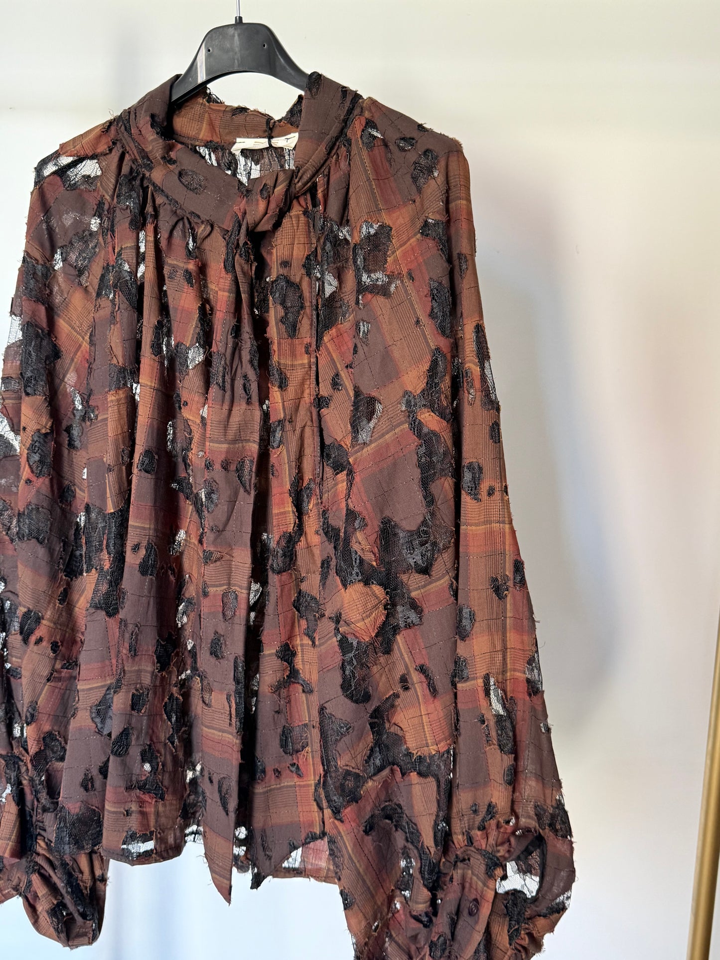 Bluse Karo-Spitze